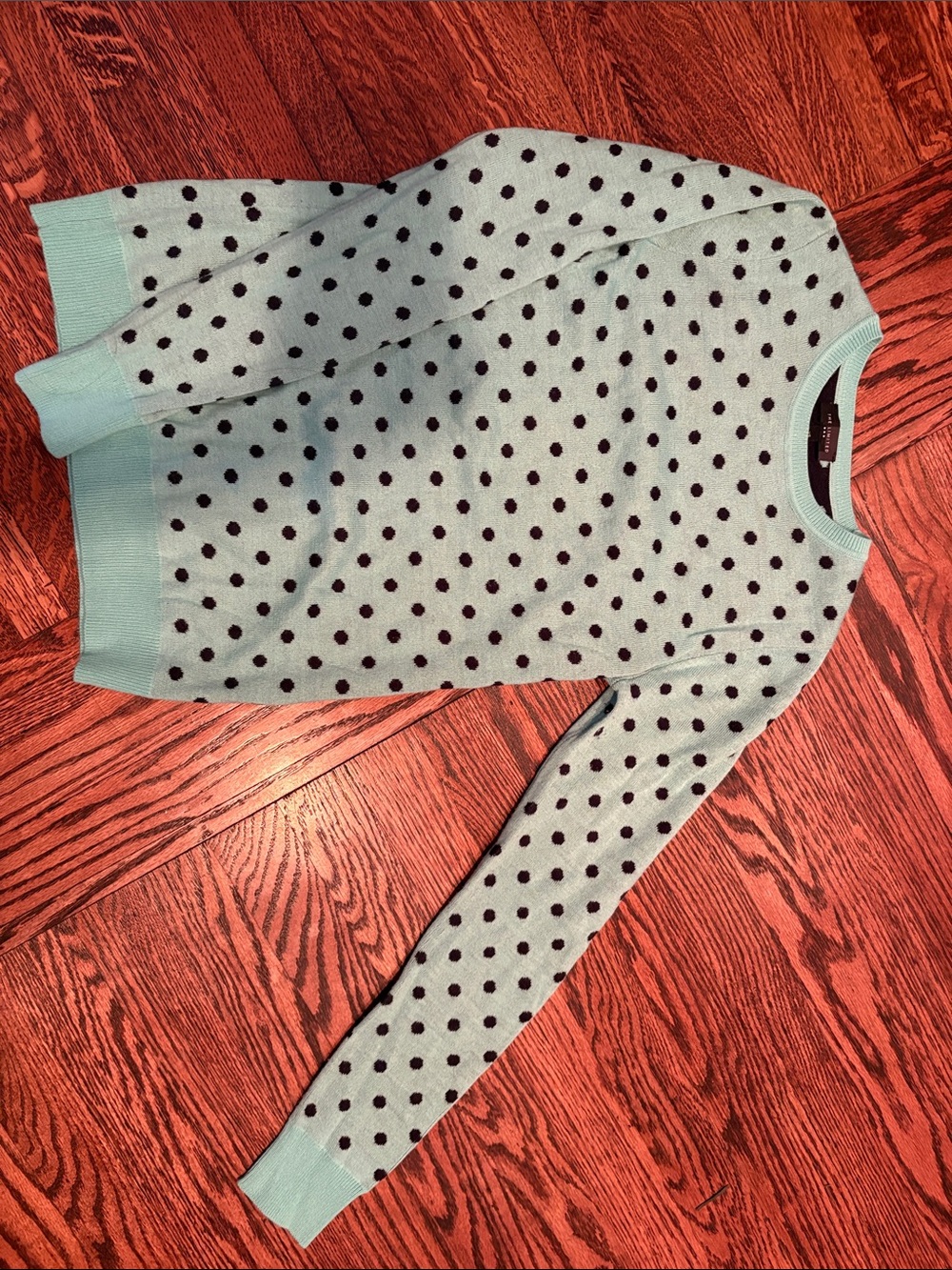 The Limited Mint Green and Navy Polka Dot Sweater